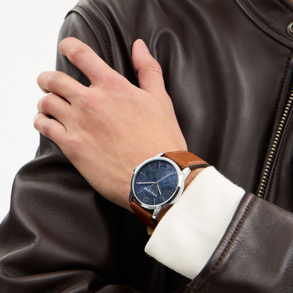 Coach Keane Watch Gift Set, 39 Mm Stainless Steel  Saddle
