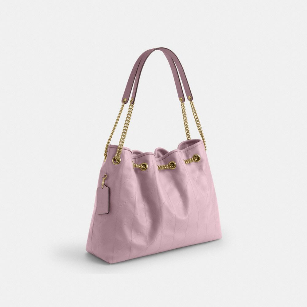 Coach Evelyn Shoulder Bag With Quilting Gold Carnation