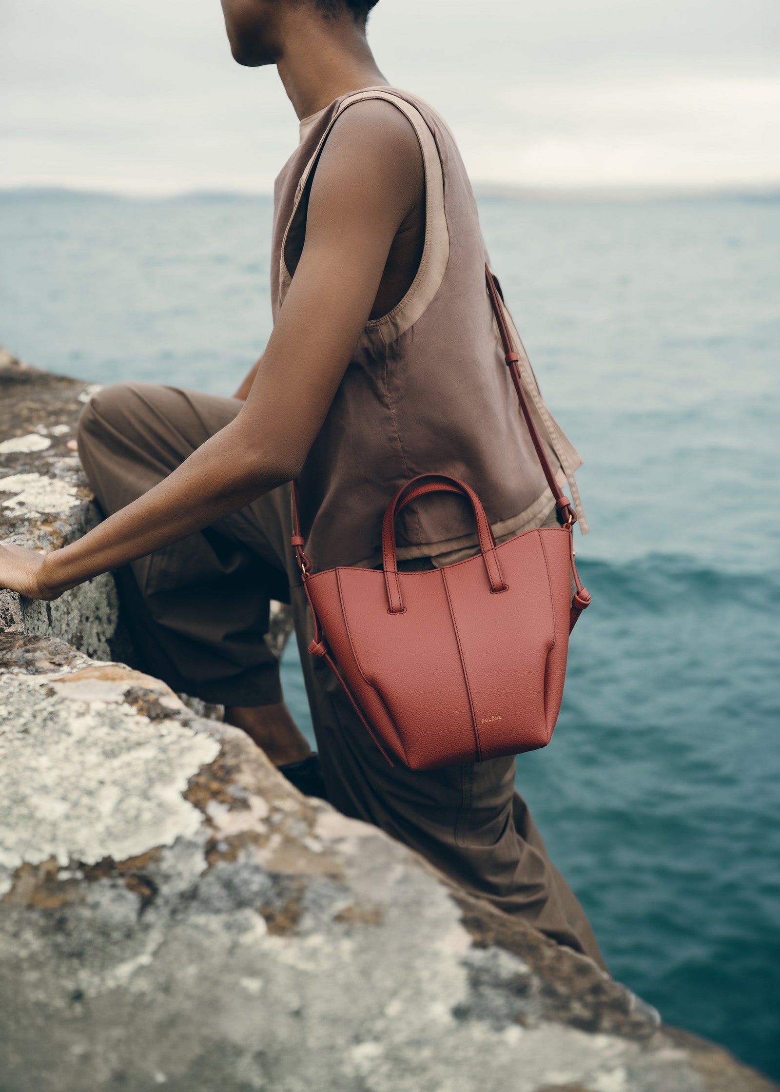 Polene Cyme Tote Nano Textured Terracotta
