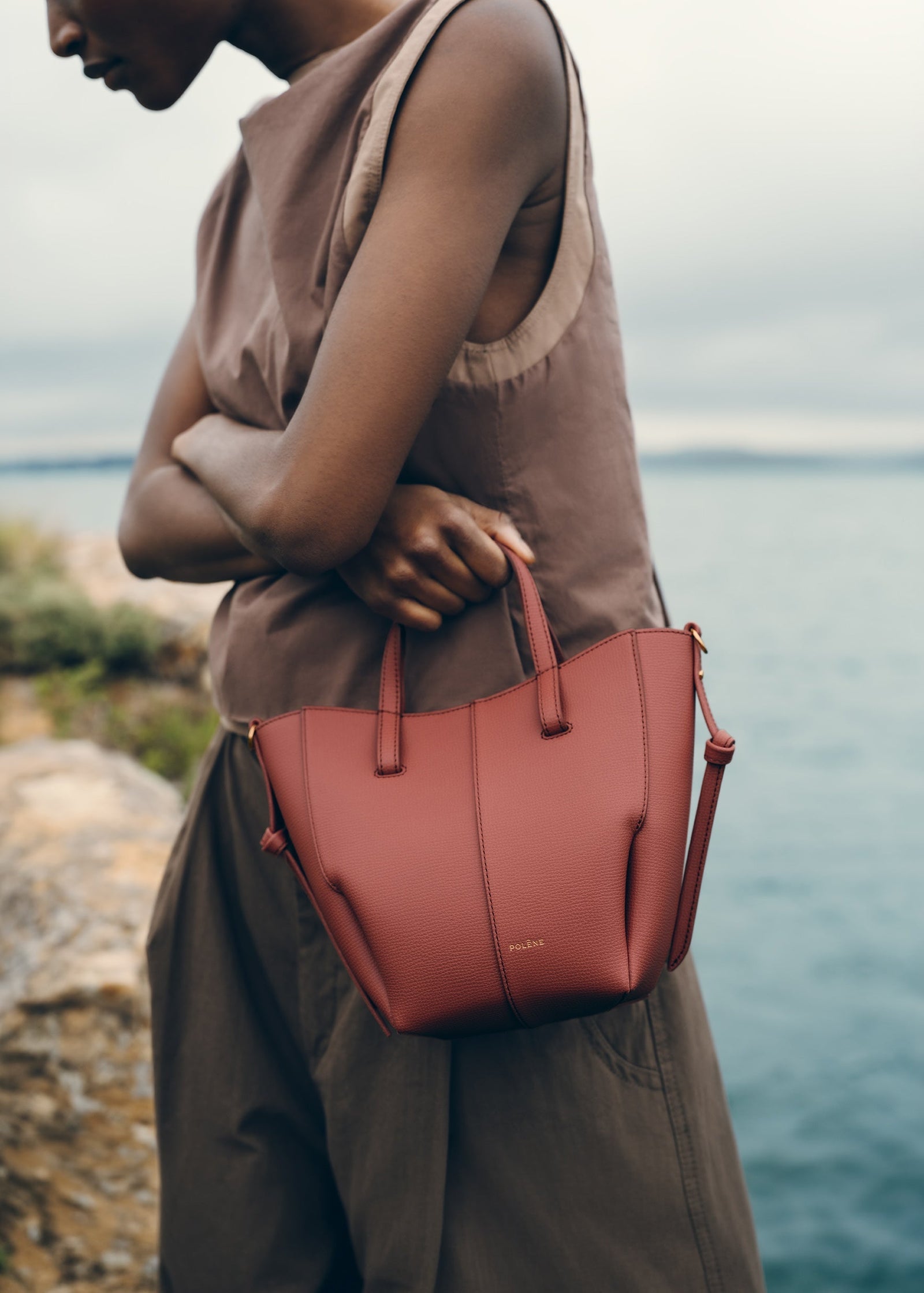 Polene Cyme Tote Nano Textured Terracotta