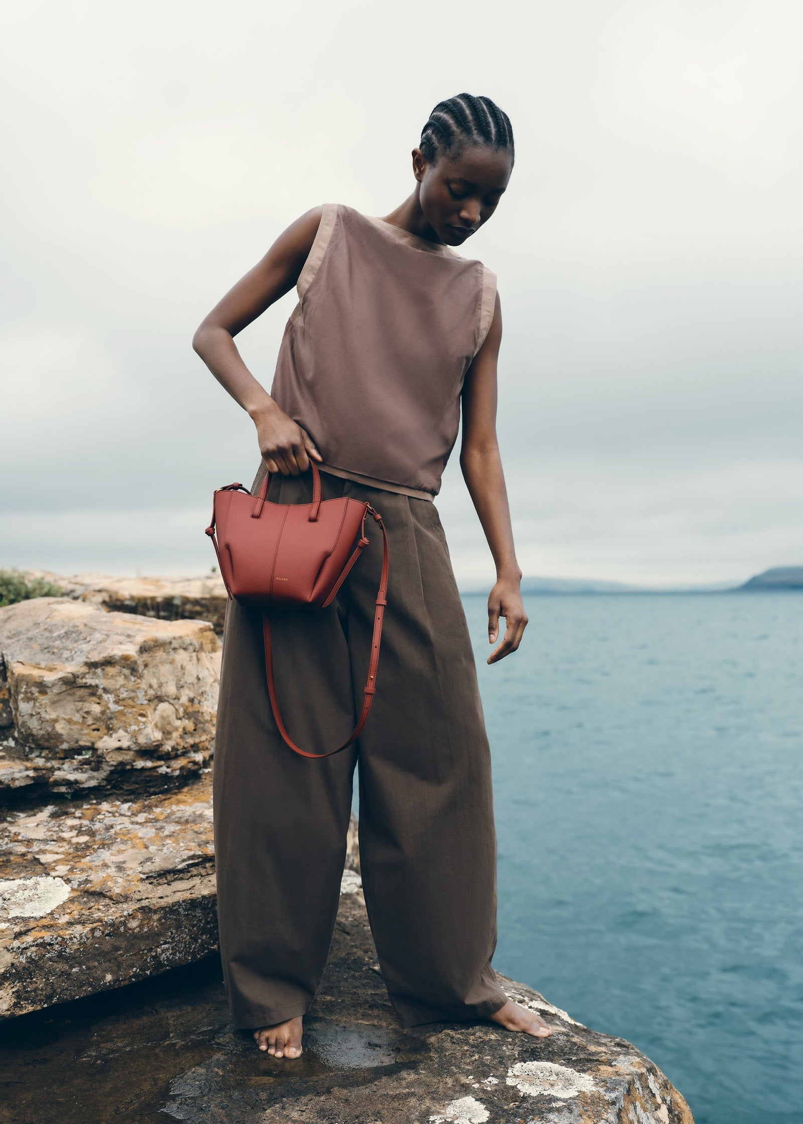 Polene Cyme Tote Nano Textured Terracotta