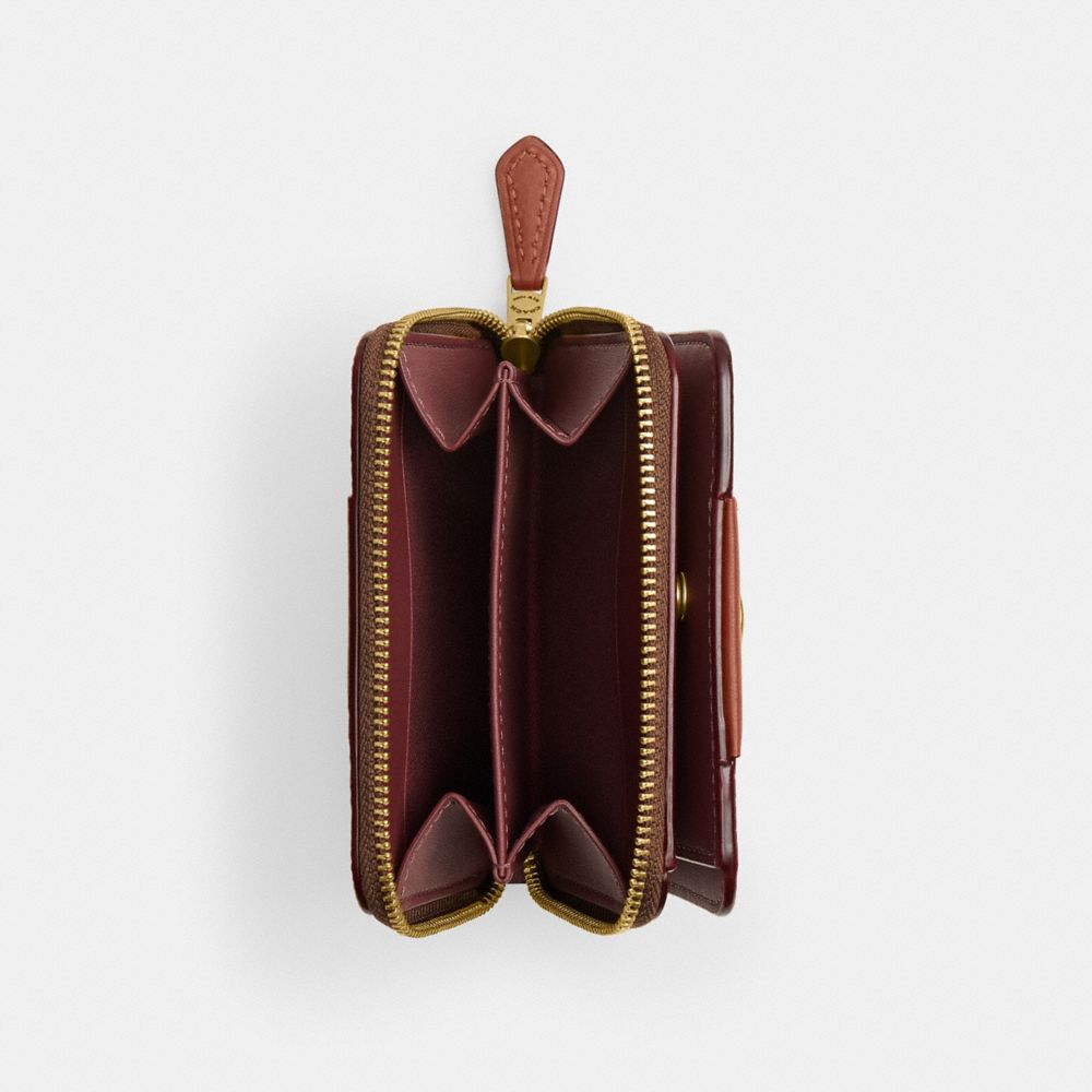 Coach Essential Billfold Wallet In Colorblock Signature Canvas Brass Tan Caramel