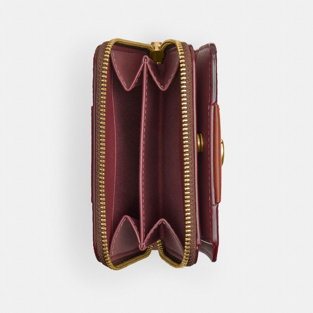 Coach Essential Billfold Wallet In Colorblock Signature Canvas Brass Tan Caramel