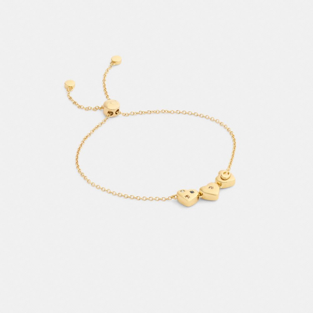 Coach Heart Cluster Slider Bracelet Gold Multi