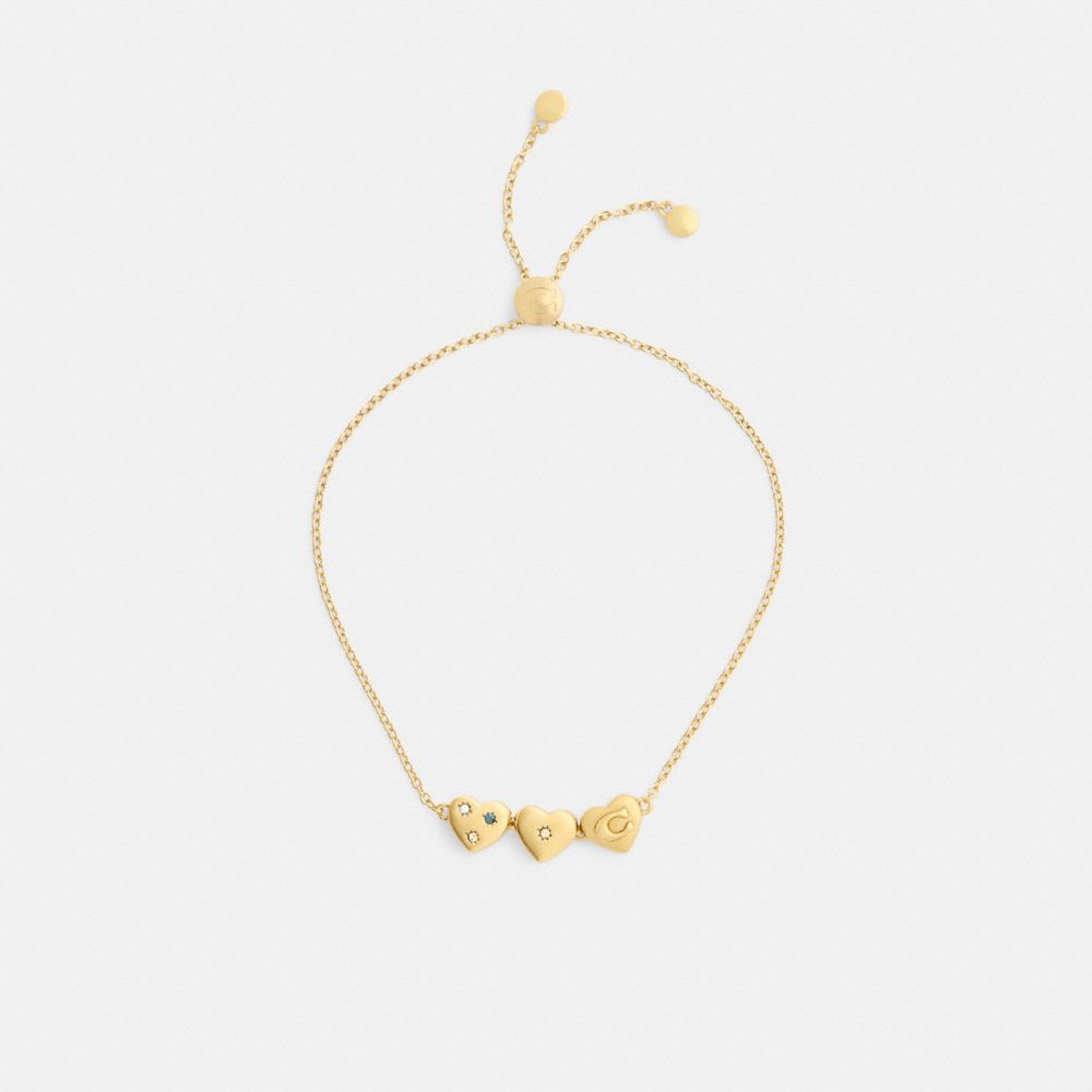 Coach Heart Cluster Slider Bracelet Gold Multi