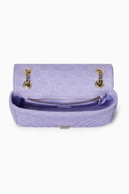 Medium GG Marmont Shoulder Bag in Chevron Denim