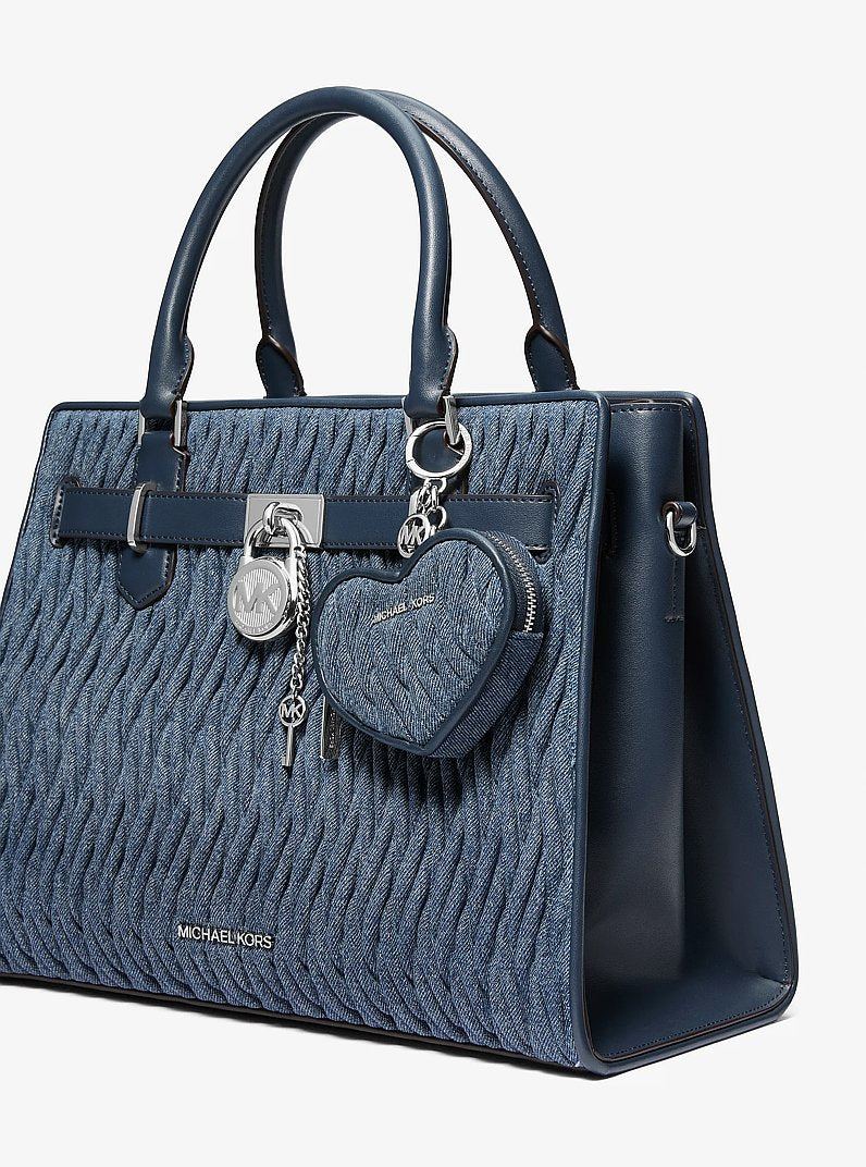 Michael Kors Jet Set Travel Matelasse Denim Heart Coin Pouch Denim