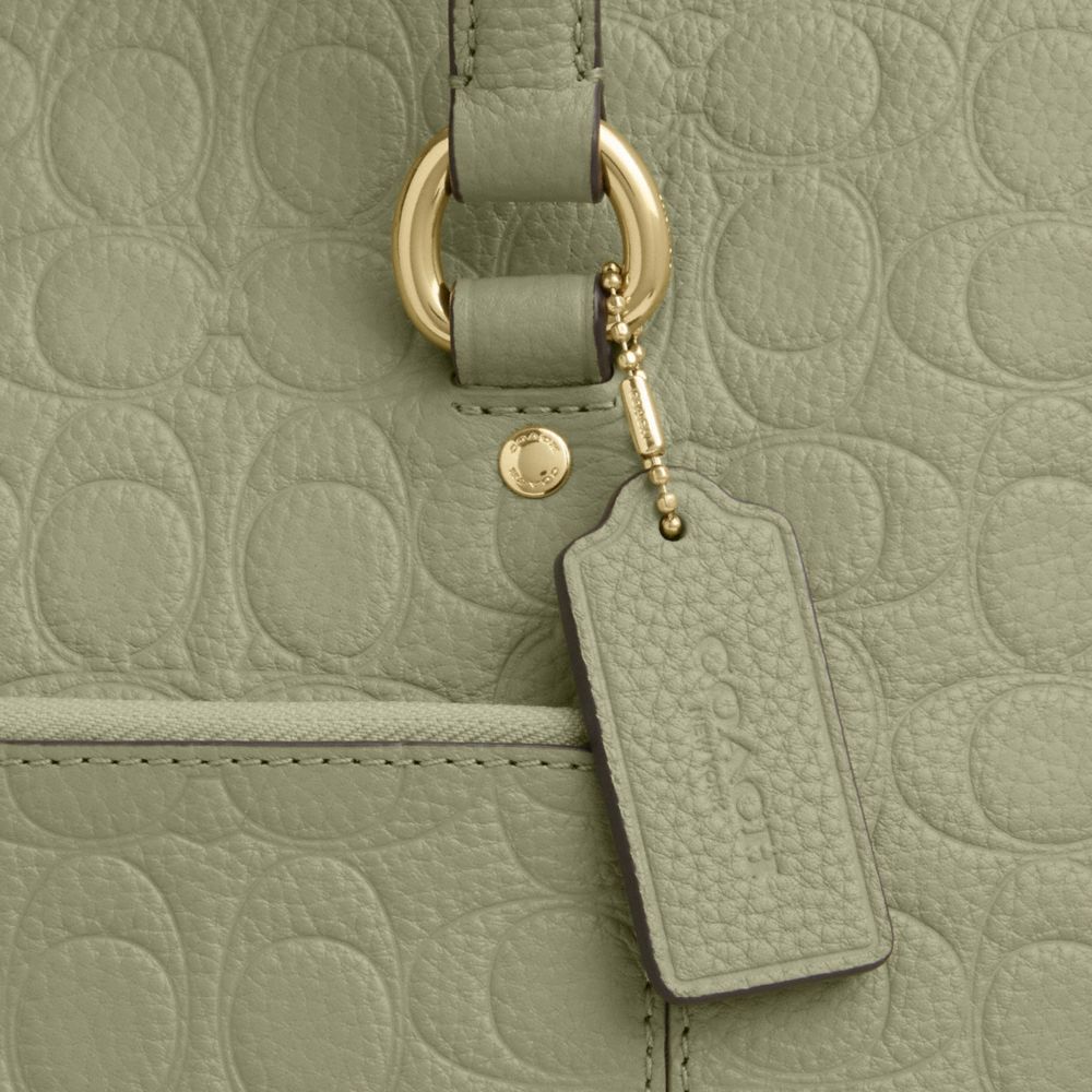 Coach Station Tote Bag In Signature Leather Gold Pistachio