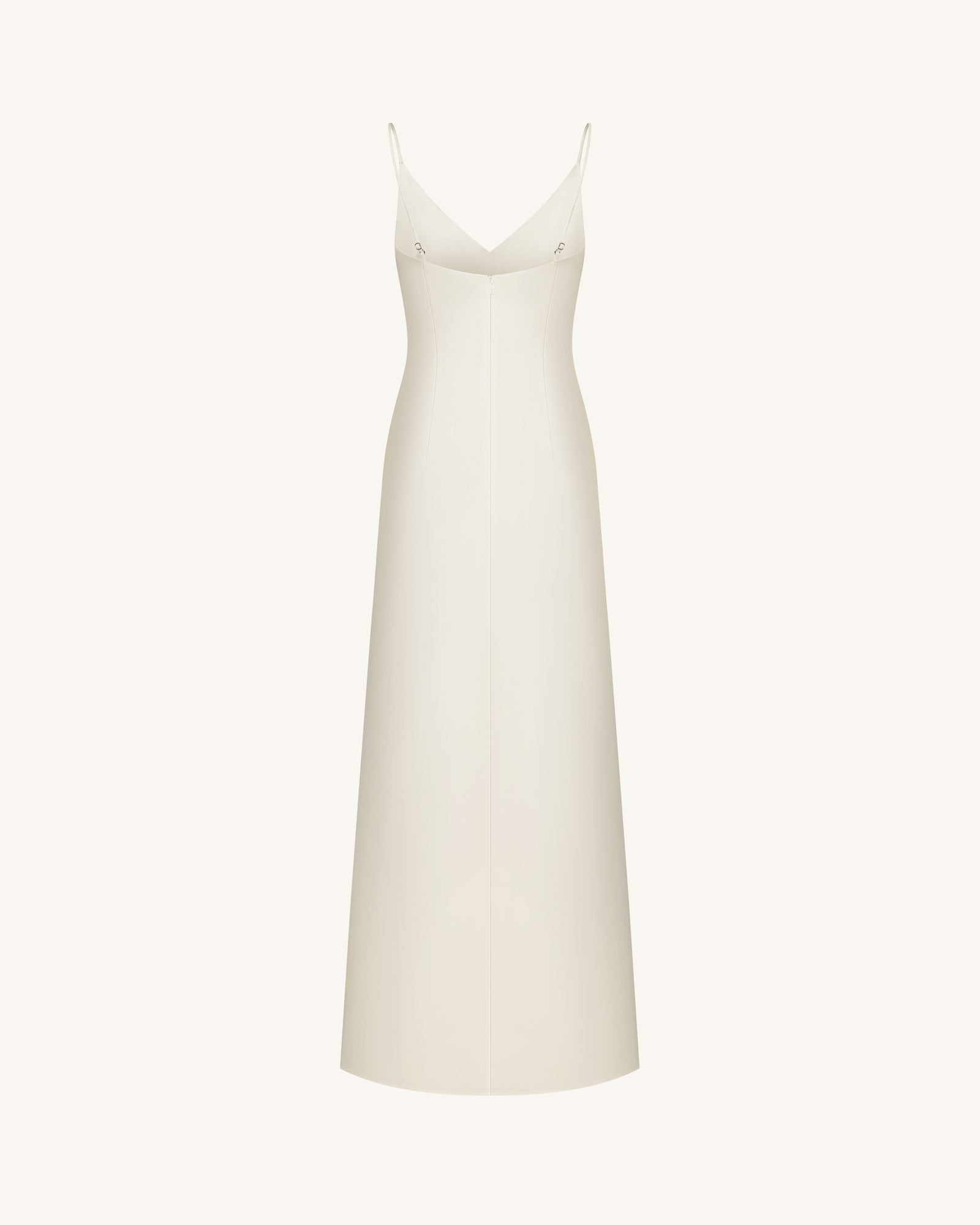 Iris Motif Satin Slip Gown - Olive Green