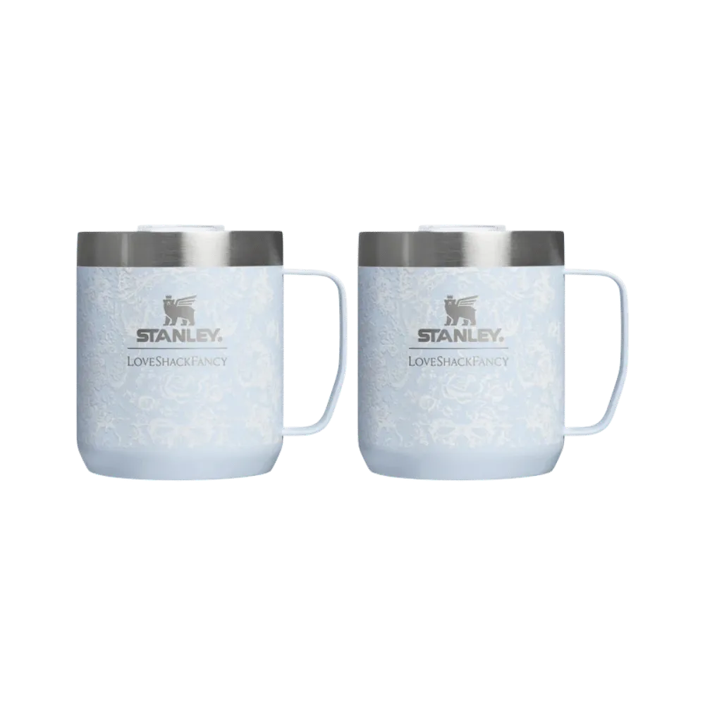 Stanley 1913 X Loveshackfancy Holiday Everyday Camp Mug Set Toscana Toile Alpine Blue 12 OZ