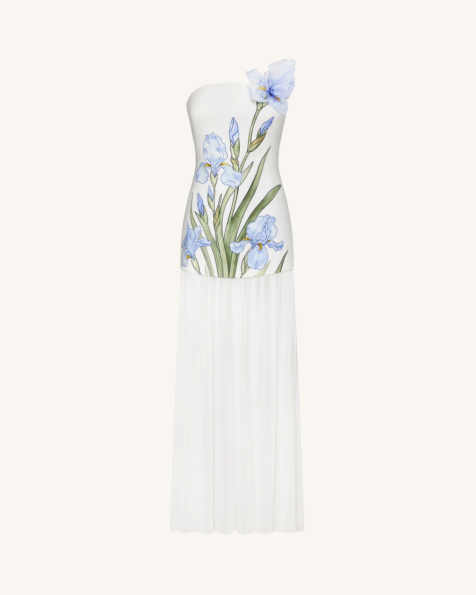 Floral One Shoulder Maxi Dress - Black
