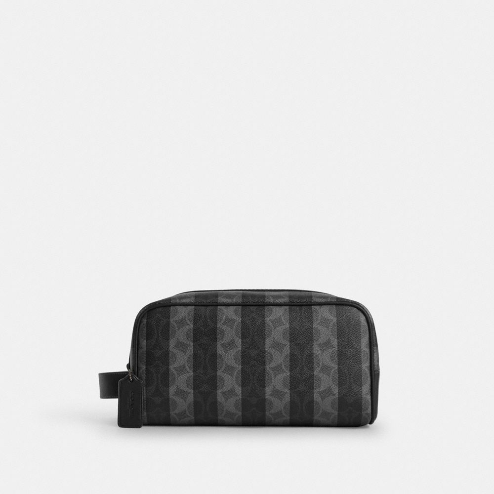 Coach Large Travel Kit In Signature Canvas Gunmetal Black Grey