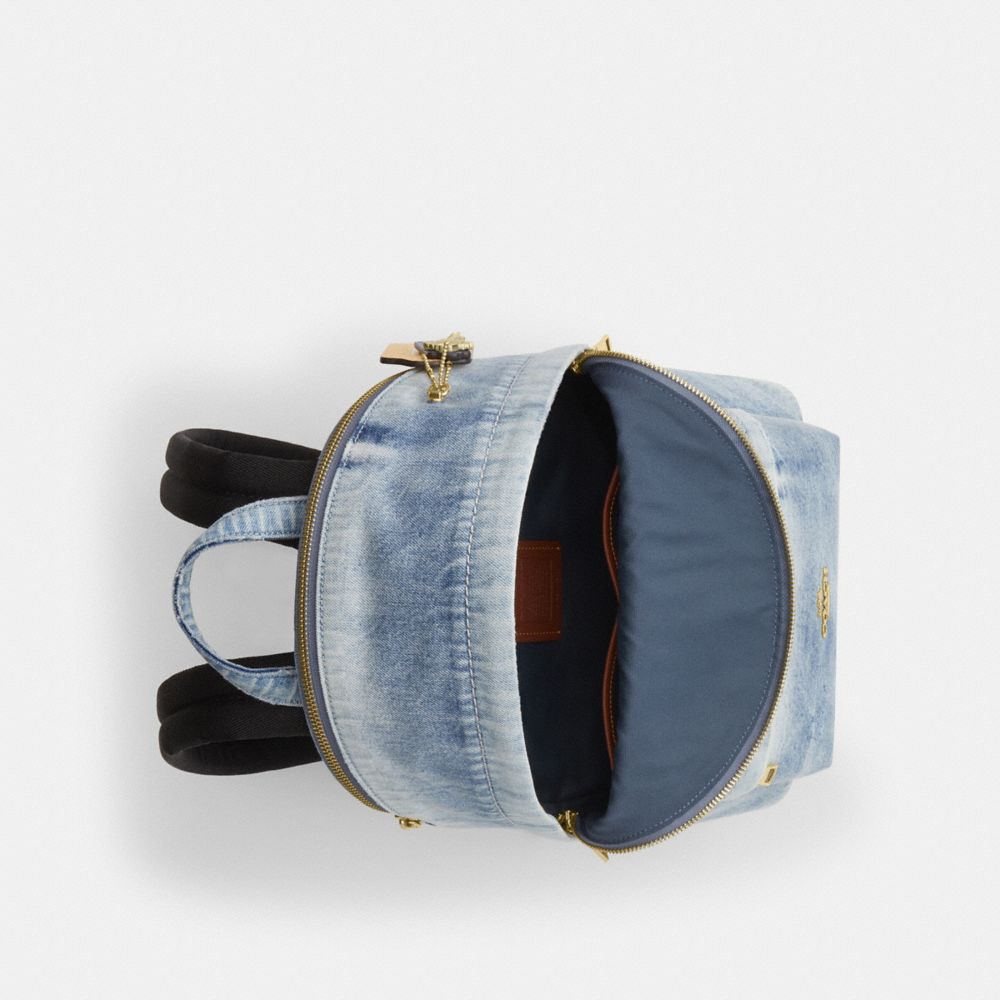 Coach Taylor Small Backpack In Loved Denim Gold Light Indigo