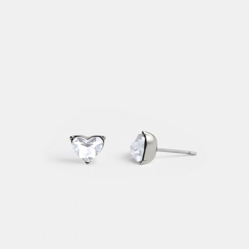 Coach Halo Heart Stud Earrings Silver