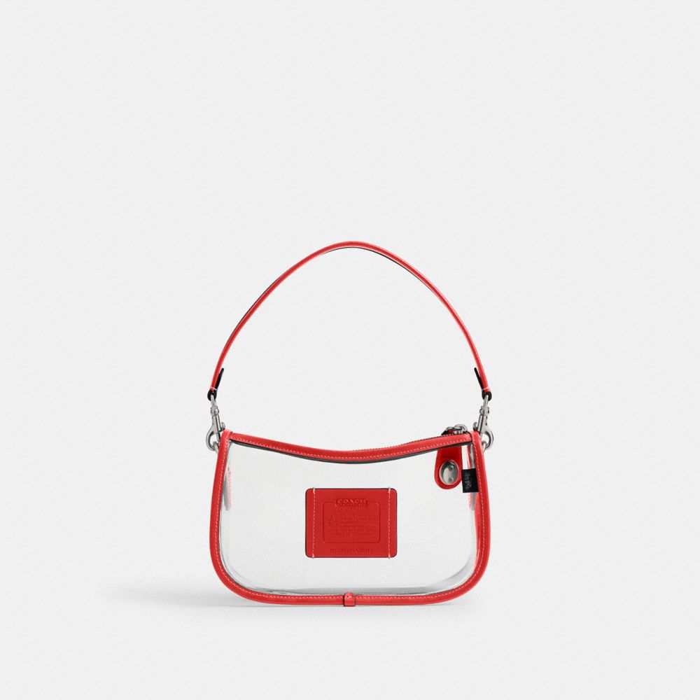 Coach Stadium Swinger Bag Silver Sport Red