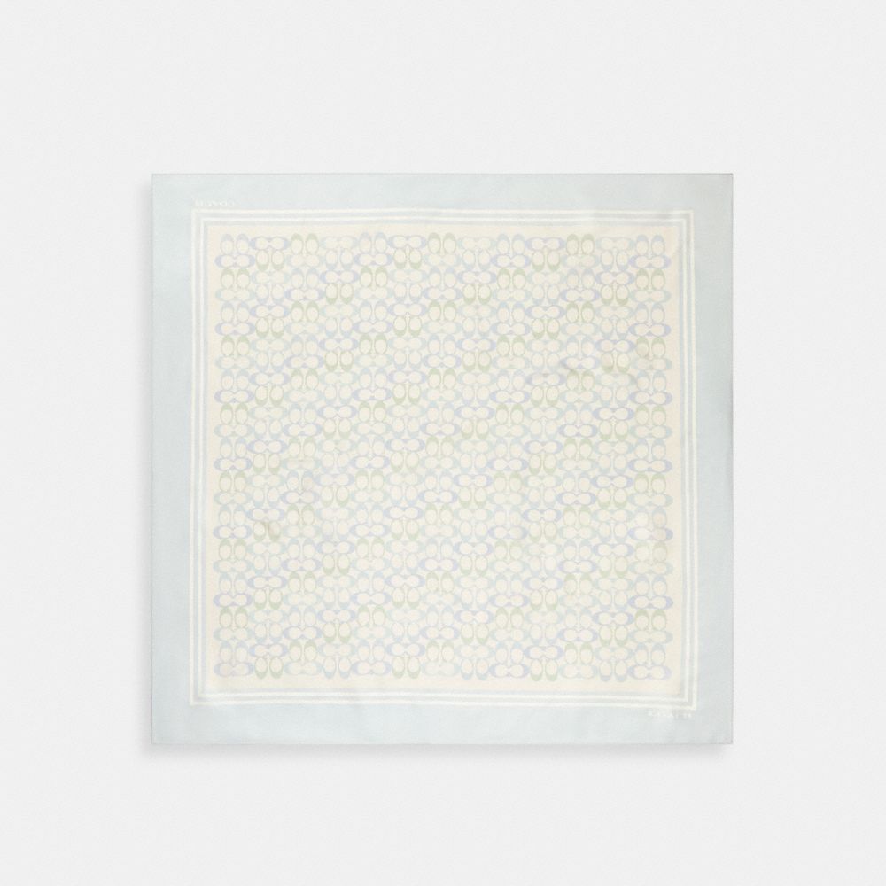 Coach Signature Silk Square Scarf Chalk Blue