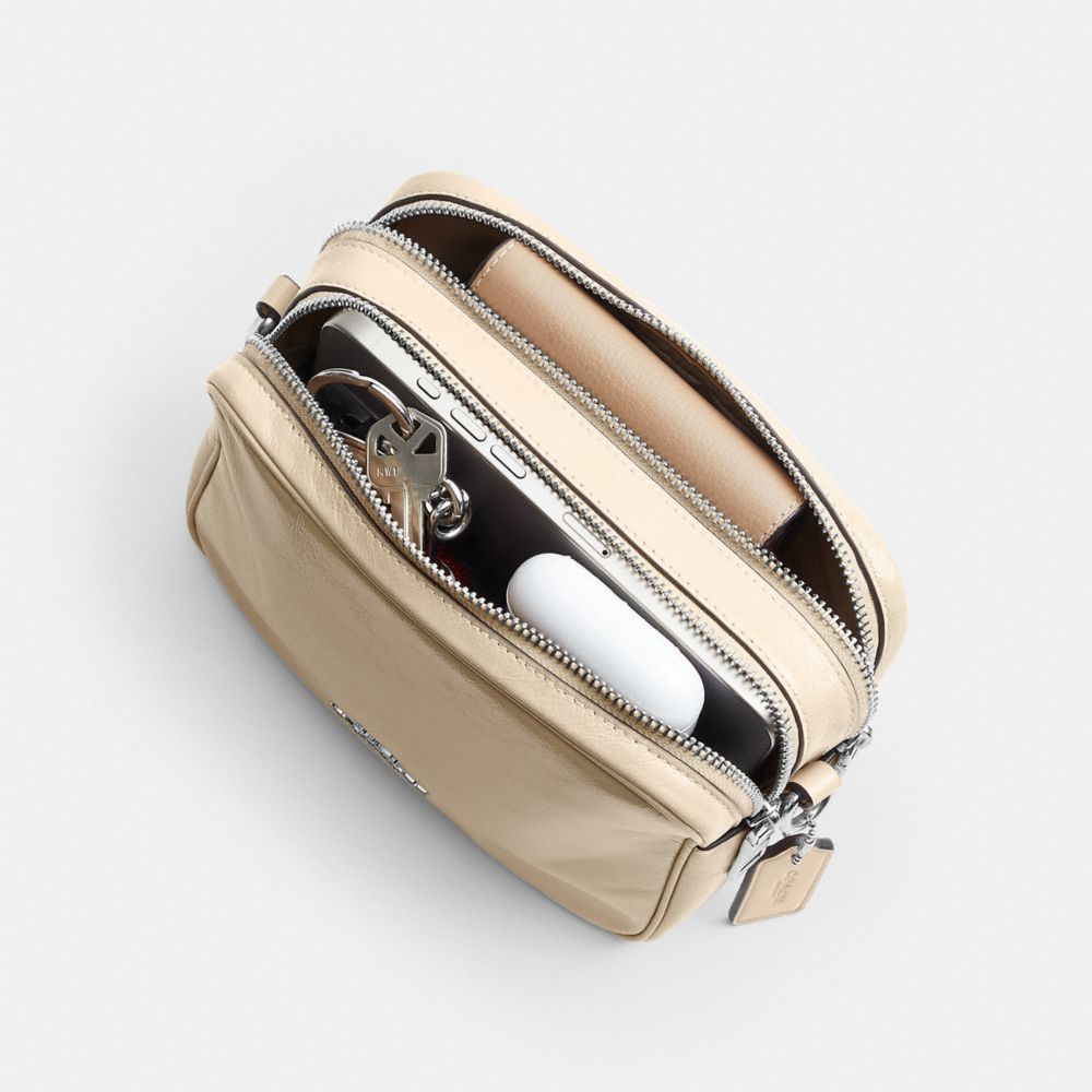 Coach Mini Carey Crossbody Bag Silver Ivory