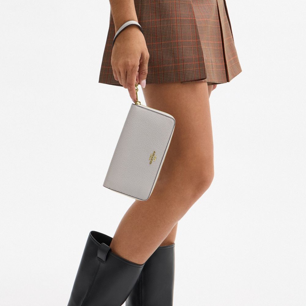 Coach Long Zip Around Wallet Gold Dove Grey