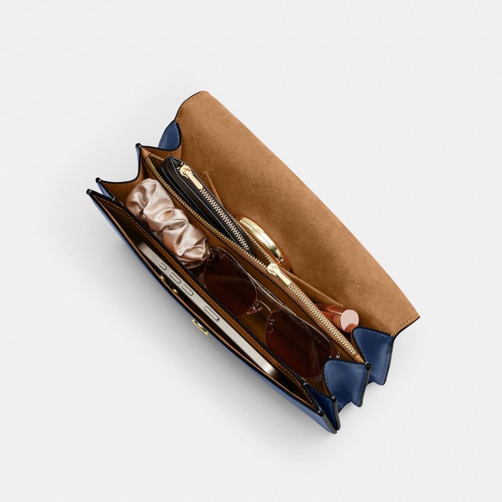 Coach Klare Envelope Crossbody Bag Gold Deep Blue