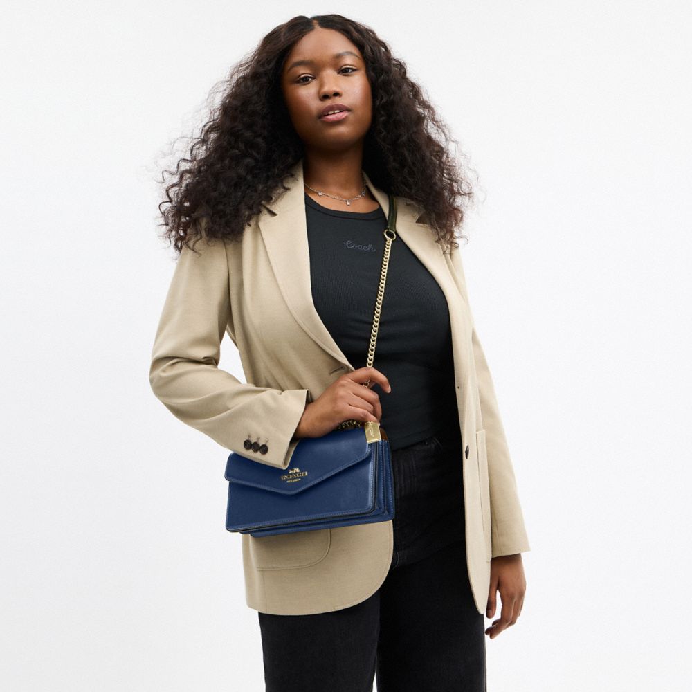 Coach Klare Envelope Crossbody Bag Gold Deep Blue