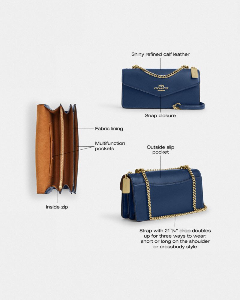Coach Klare Envelope Crossbody Bag Gold Deep Blue