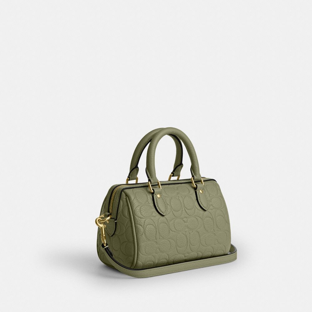 Coach Mini Rowan Crossbody Bag In Signature Leather Gold Pistachio