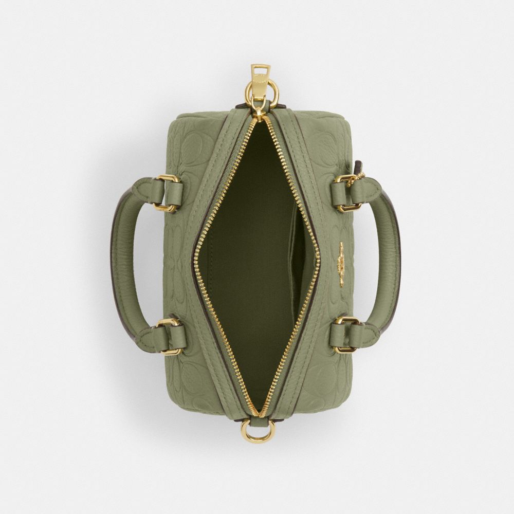 Coach Mini Rowan Crossbody Bag In Signature Leather Gold Pistachio