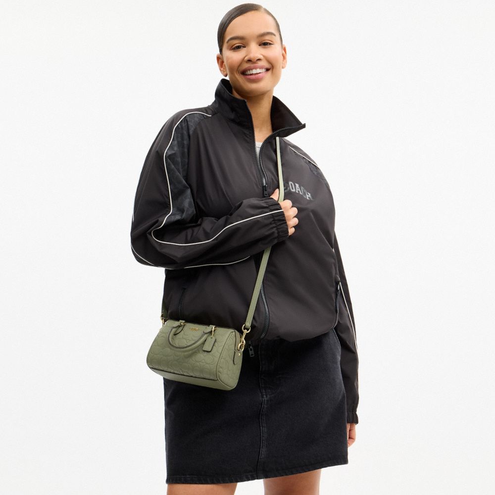 Coach Mini Rowan Crossbody Bag In Signature Leather Gold Pistachio