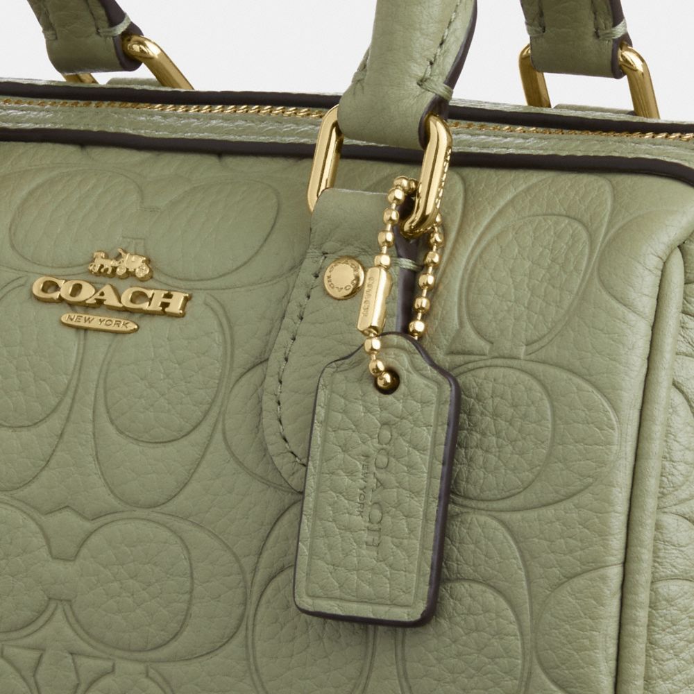Coach Mini Rowan Crossbody Bag In Signature Leather Gold Pistachio
