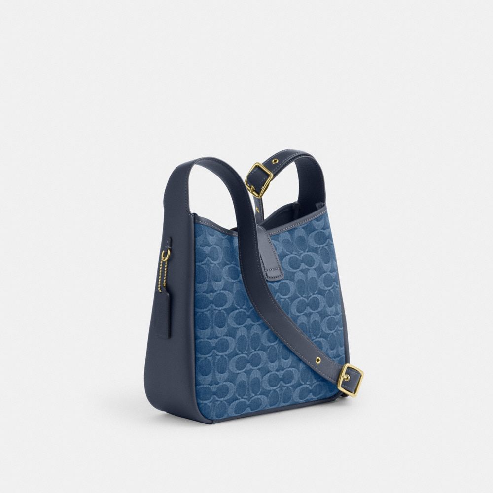 Coach Hadley Convertible Crossbody Bag In Signature Denim Gold Indigo