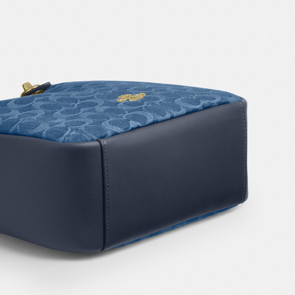 Coach Hadley Convertible Crossbody Bag In Signature Denim Gold Indigo
