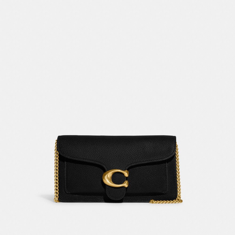 Coach Tabby Chain Clutch Brass Black