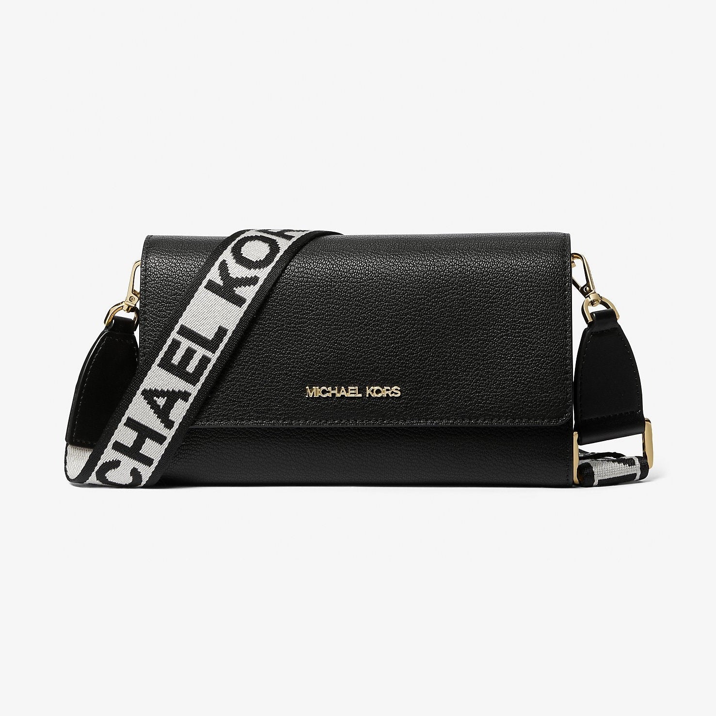 Michael Kors Jet Set Large Leather Crossbody Bag Black