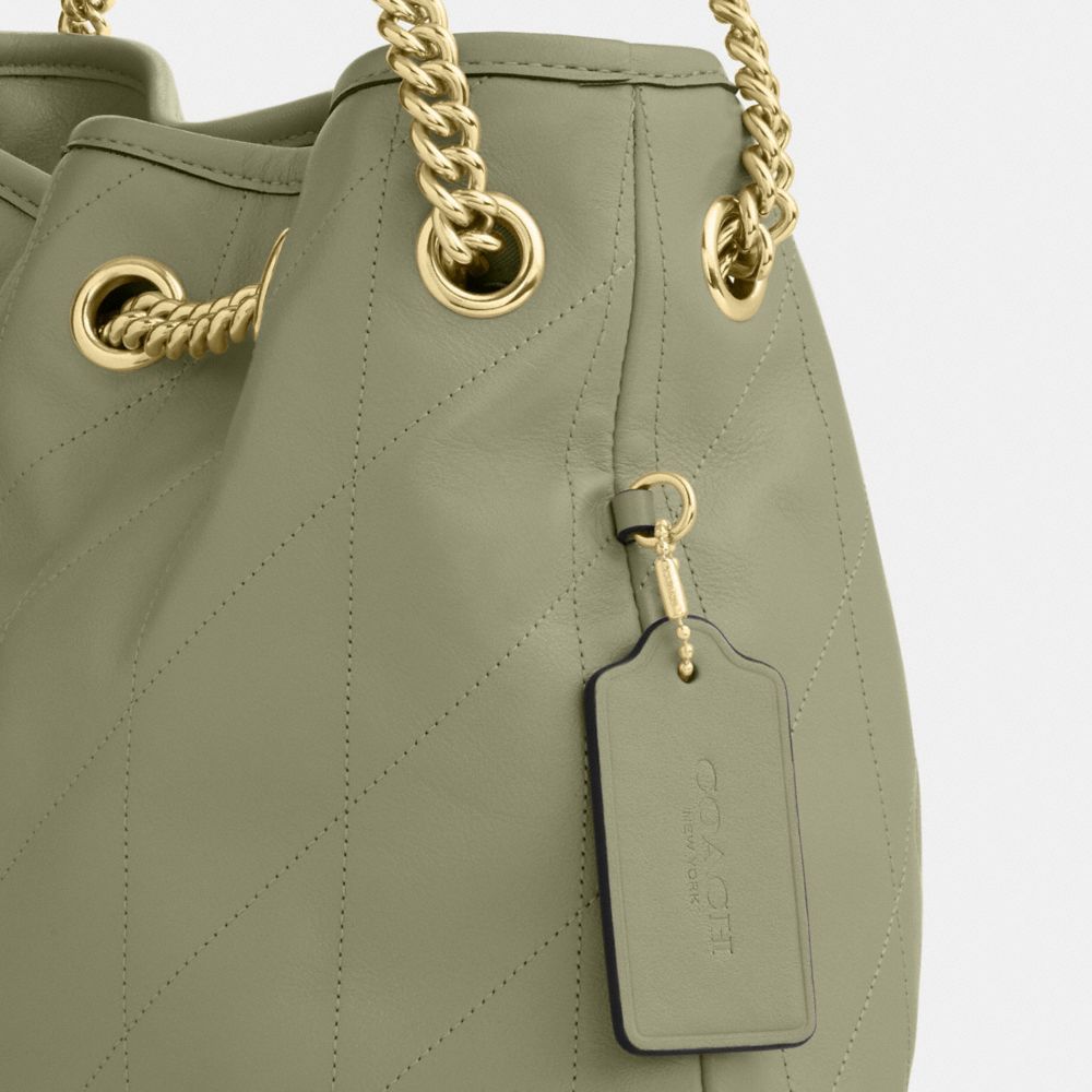 Coach Evelyn Shoulder Bag With Quilting Gold Pistachio