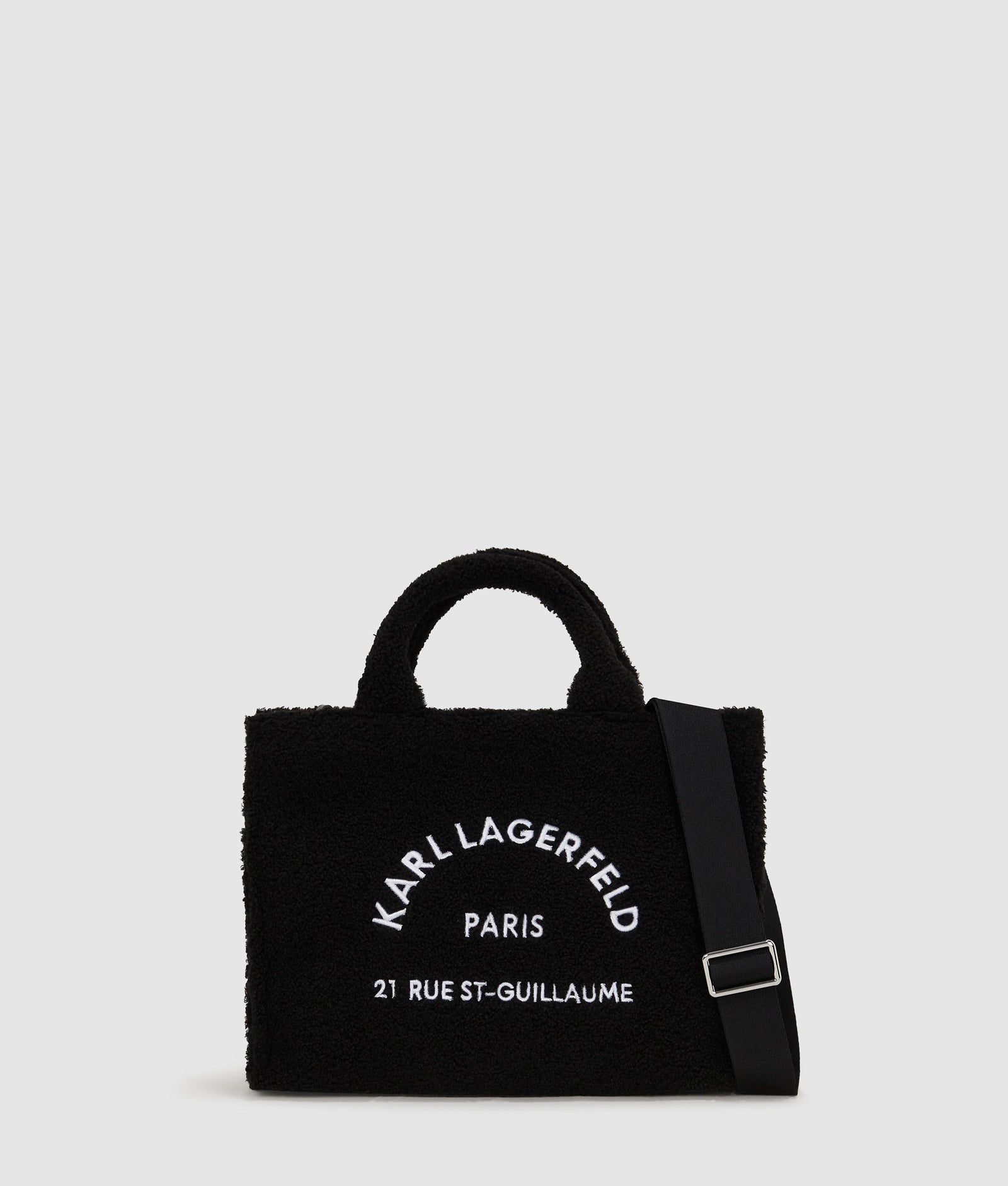 KarlLagerfeld Rue St-Guillaume Faux-Shearling Tote Bag Black