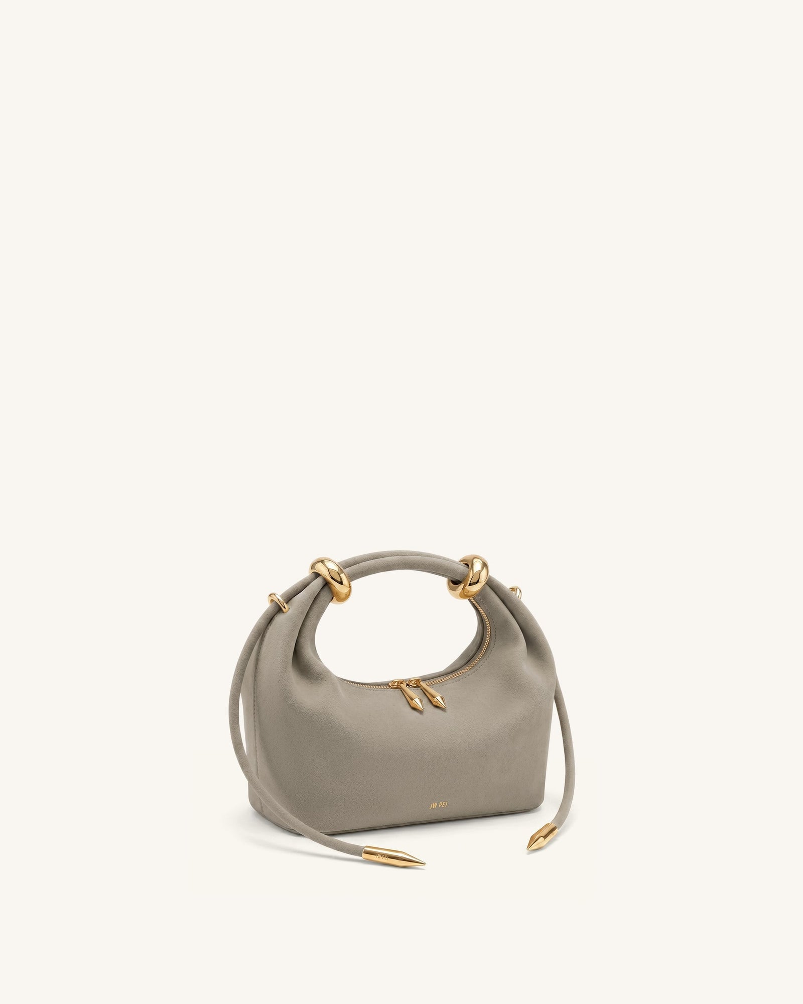 Ellie Faux Suede Metal Ring Embellished Top Handle Bag - Burgundy