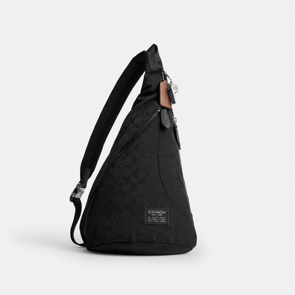 Coach Lachlan Sling In Signature Nylon Black
