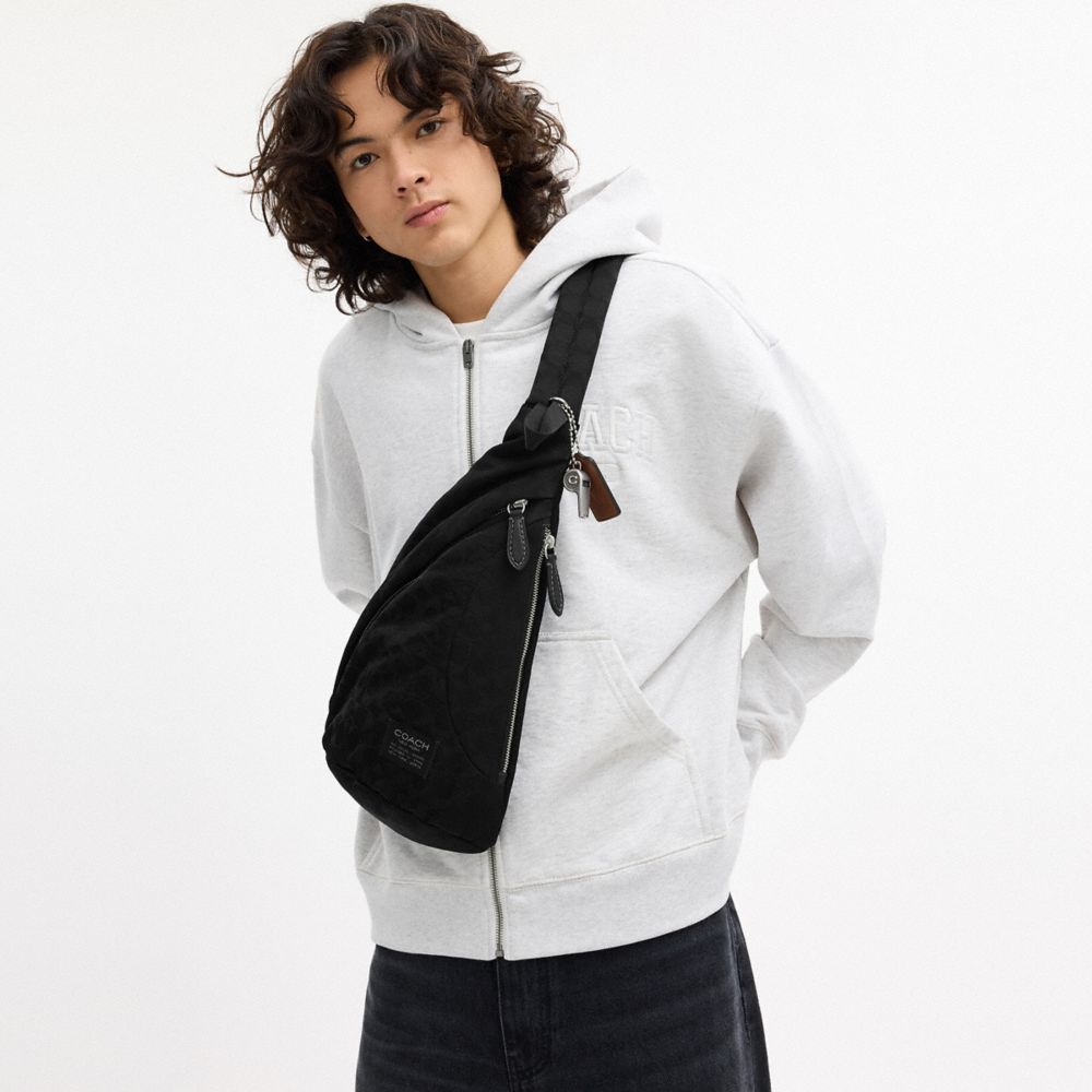 Coach Lachlan Sling In Signature Nylon Black