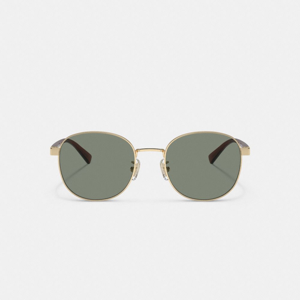 Coach Metal Round Sunglasses Gold Green