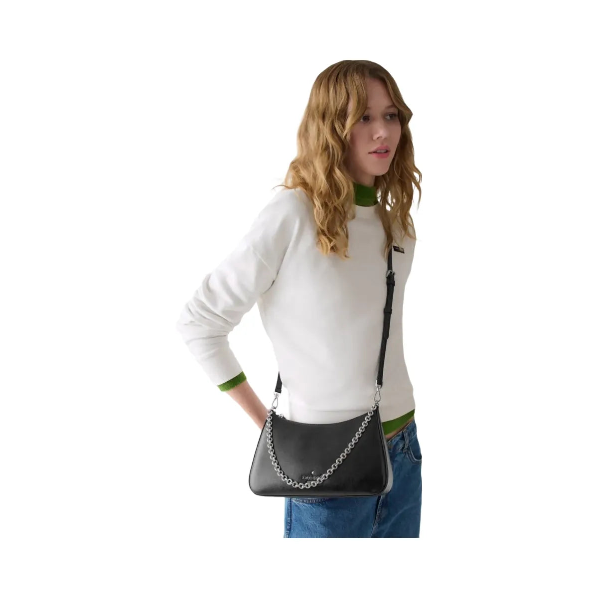 Kate Spade Margot Textured Patent Leather Convertible Crossbody Black