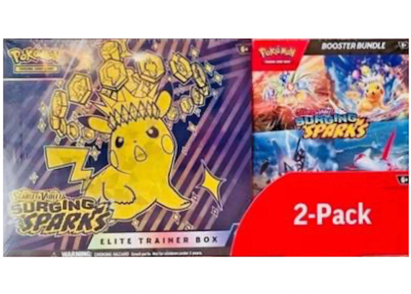 2025 Pokemon Scarlet & Violet Surging Sparks Elite Trainer Box & Booster Bundle Costco 2-Pack