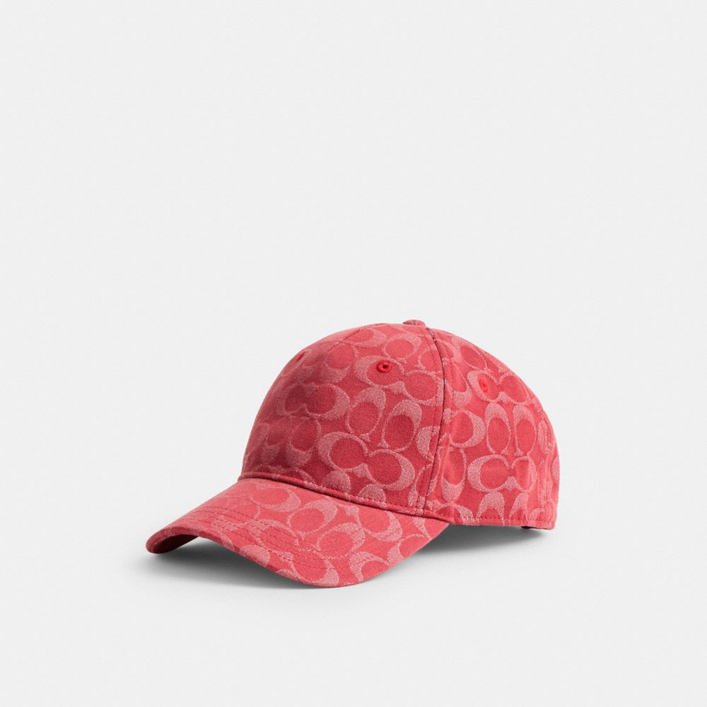 Coach Signature Denim Baseball Hat Red