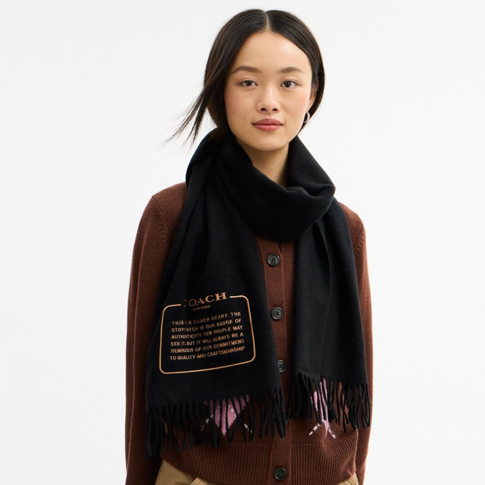 Embroidered Patch Cashmere Muffler