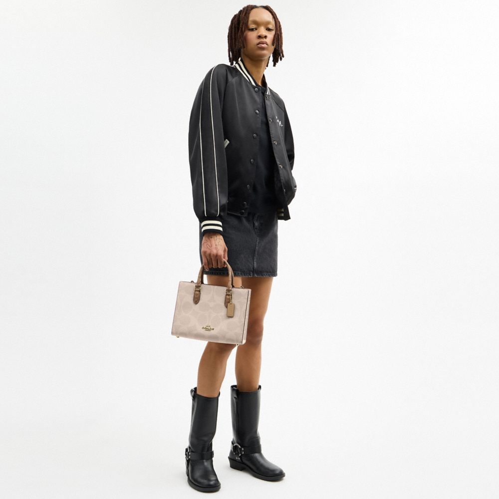 Maggie Small Tote Bag In Blocked Signature Canvas