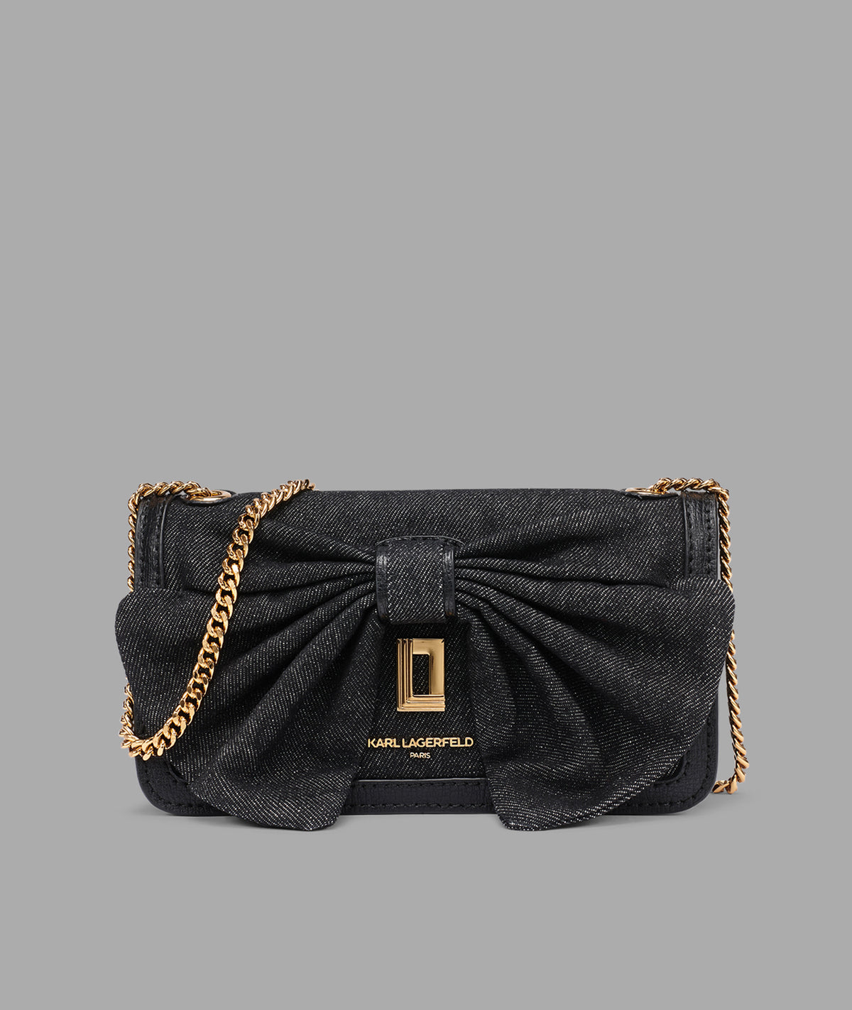KarlLagerfeld Kosette denim shoulder bag with bow blk denim