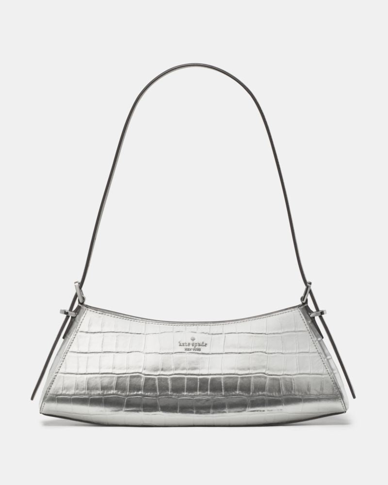 Frankie Metallic Croc Embossed Small East West Shoulder