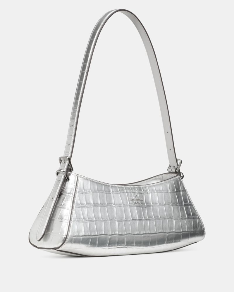 Frankie Metallic Croc Embossed Small East West Shoulder