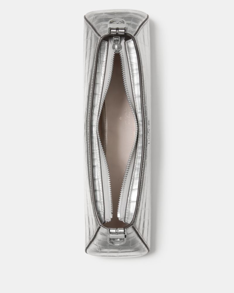 Frankie Metallic Croc Embossed Small East West Shoulder