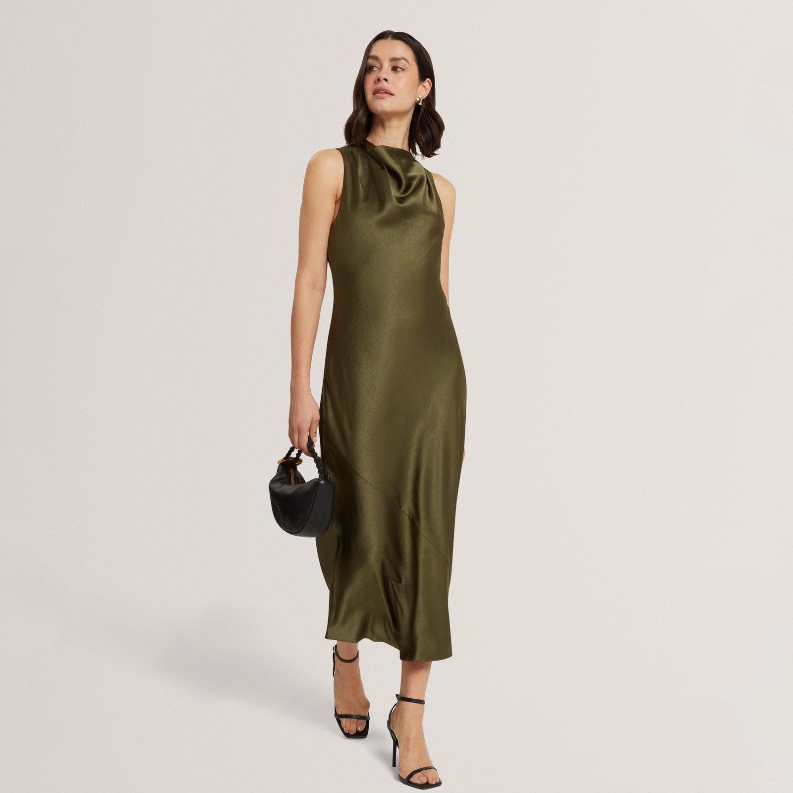Ted Baker Sleeveless Cowl Neck Satin Midi Dress