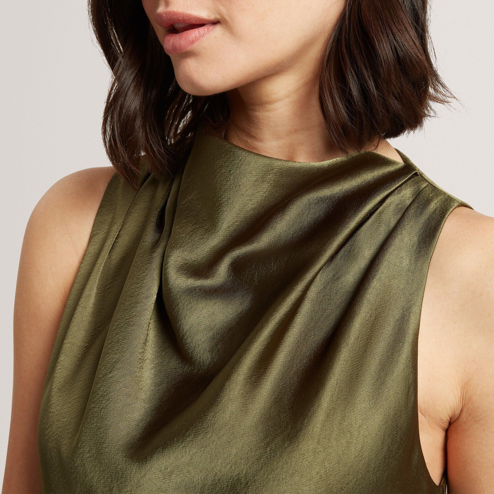 Ted Baker Sleeveless Cowl Neck Satin Midi Dress